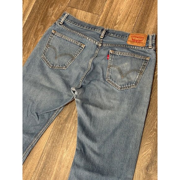 LEVI'S 505 STRAIGHT FIT MENS DENIM BLUE JEANS SIZE 36X34 TALL-LONG 100% COTTON - Picture 6 of 10